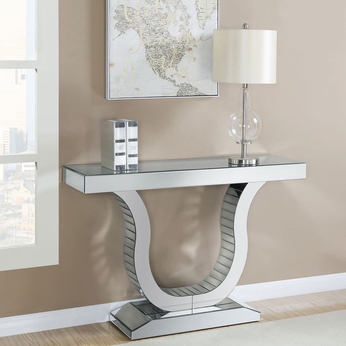 Saanvi U-shaped Mirrored Entryway Console Table Silver