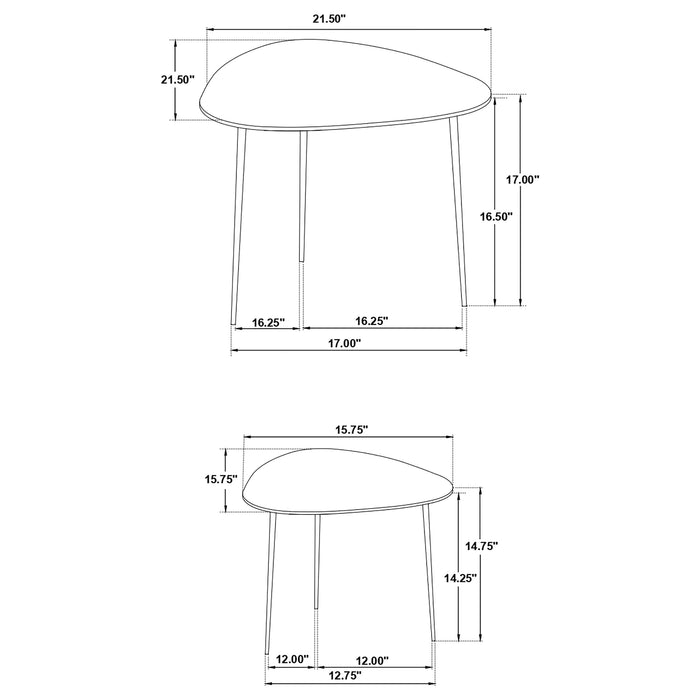 Tobias 2-piece Triangular Marble Top Nesting Table Green