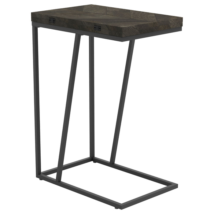 Carly Expandable Engineered Wood C-Shaped Side Table Grey