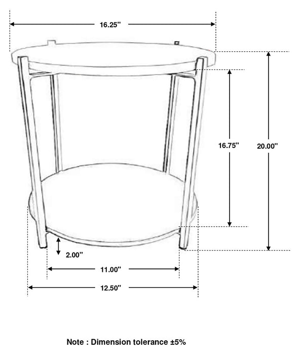 Noemie Round Marble Top Accent Side Table White and Gunmetal