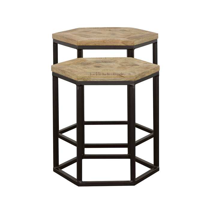 Adger 2-piece Hexagonal Nesting Tables Natural and Black