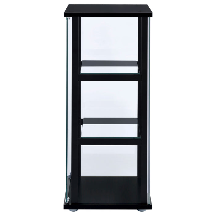 Cyclamen 3-shelf Clear Glass Curio Display Cabinet Black