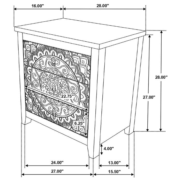 Mariska 3-drawer Wood Mandala Cabinet Distressed White