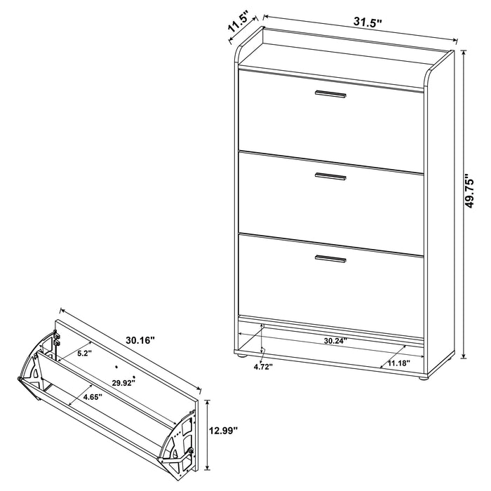 Denia 3-tier Engineered Wood Shoe Cabinet Grey