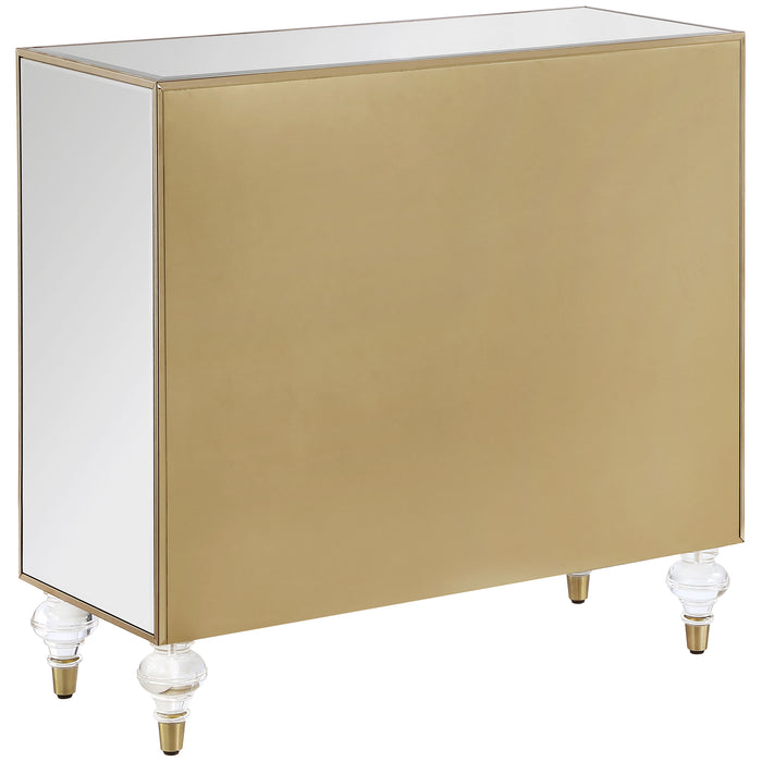 Astilbe 2-door Mirrored Accent Cabinet Silver and Champagne