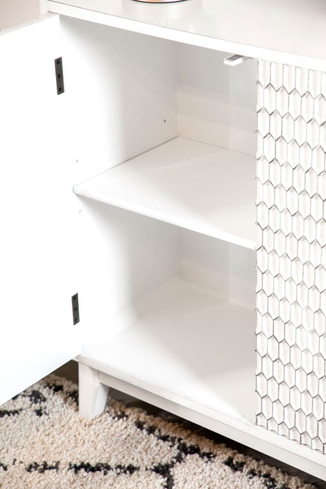 Gambon 2-door Wood Honeycomb Pattern Accent Cabinet White