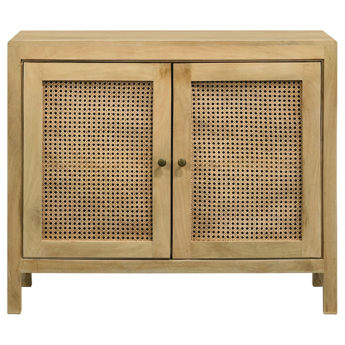 Zamora 2-door Wood Accent Cabinet with Woven Cane Natural