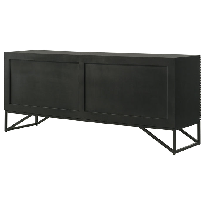 Riddell 4-door Wood Reeding Accent Cabinet Matte Black