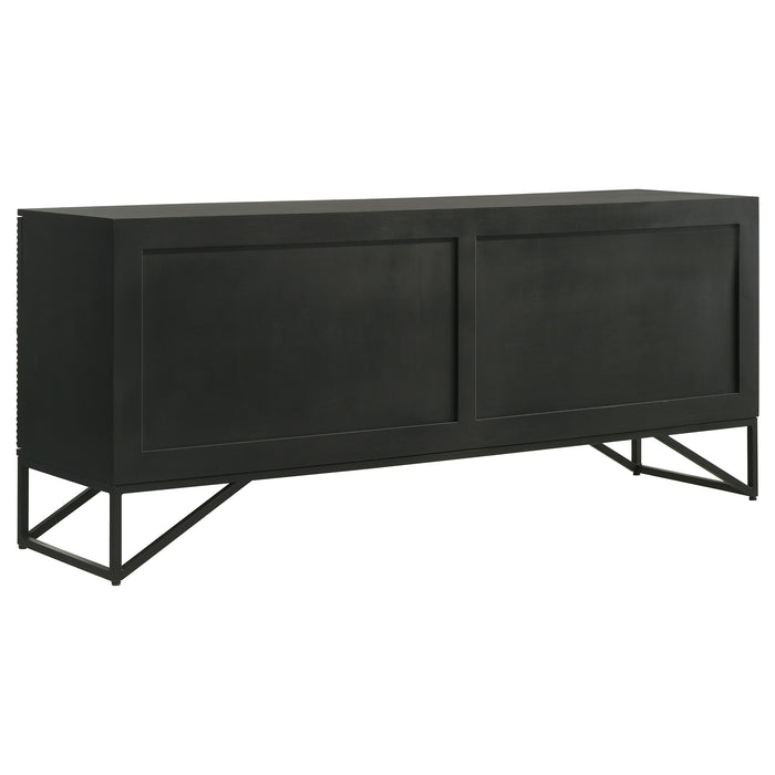 Riddell 4-door Wood Reeding Accent Cabinet Matte Black