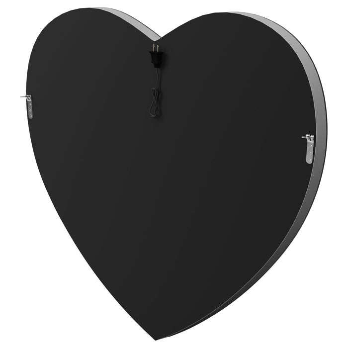 Aiko 36 x 30 Inch Heart Shaped LED Light Wall Mirror Silver